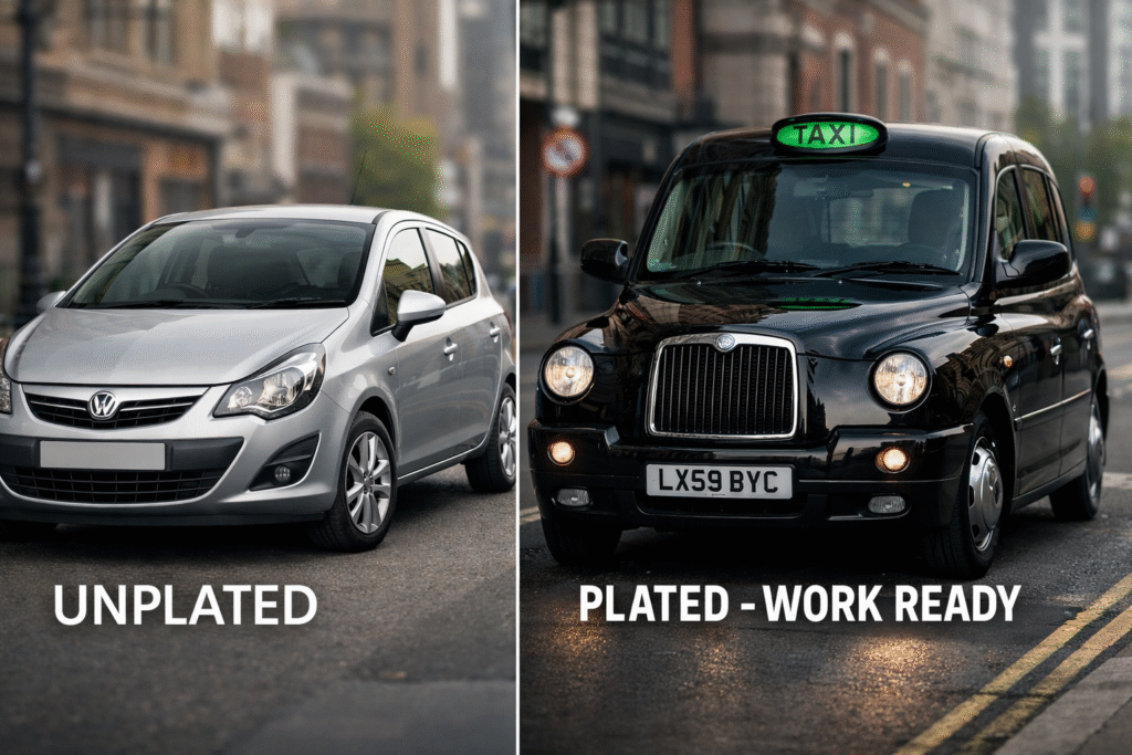 Courtesy car vs taxi-plated replacement vehicle comparison for UK taxi drivers