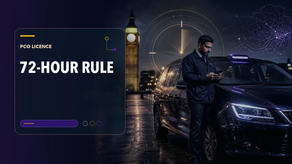 AAN editorial scene illustrating Pco license tfl: Non-Fault Accident & the 72-Hour Rule