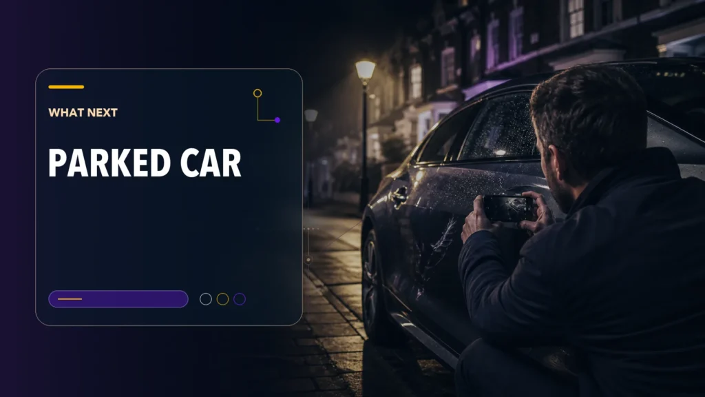 AAN editorial scene illustrating Someone Hit My Parked Car UK — What To Do Next