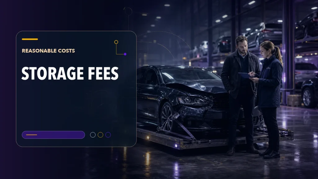 AAN editorial scene illustrating Storage Fees After Car Accident UK: What’s “Reasonable”?