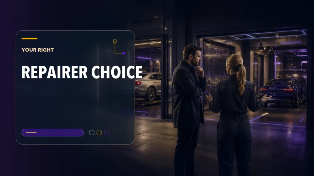 AAN editorial scene illustrating Can I choose my own repairer after an accident? UK guide