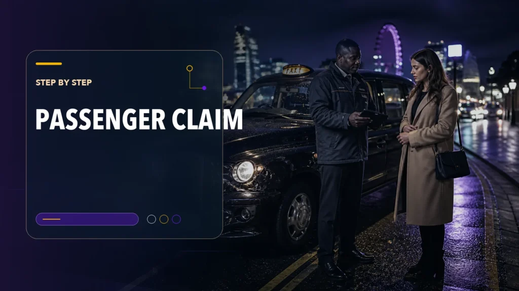 AAN editorial scene illustrating How to Make a Taxi Passenger Accident Claim in England – Step by Step
