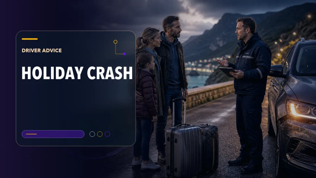 AAN editorial scene illustrating Holiday Accident Claim 5 Things UK Drivers Must Know
